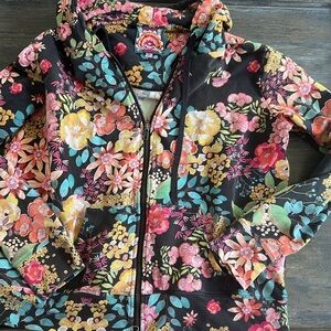 Johnny Was personalized floral  Zip-Up Hoodie szM